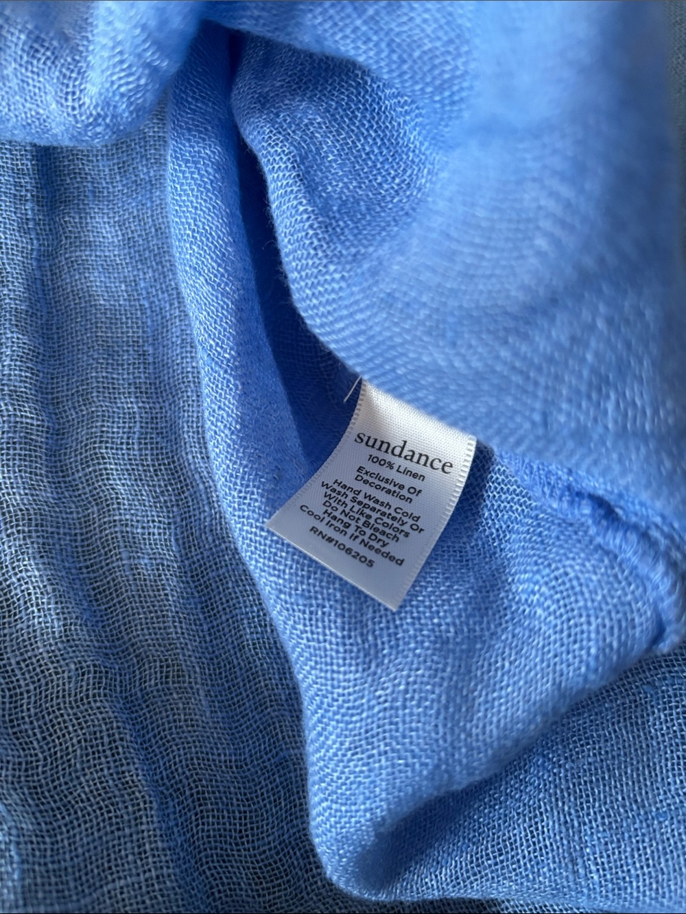 NEW Sundance Linen Blouse Blue Size XL Boho Long Sleeve Keyhole - Picture 6 of 6